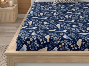 Obliečka z mikrovlákna DENIM Vtáčiky modrá 90x200 cm