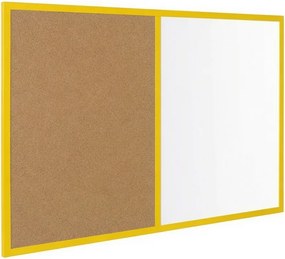Toptabule.sk  Kombinovaná tabuľa biela v žltom drevenom ráme COLOR 60x40 cm