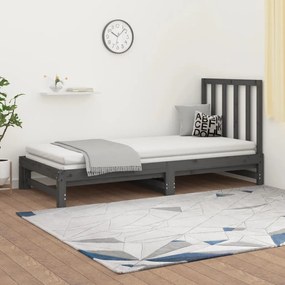 Rozkladacia denná posteľ sivá 2x(90x200) cm borovicový masív