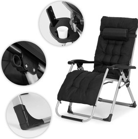 MULTISTORE Záhradné ležadlo s nastaviteľným operadlom - čierne MultiGarden