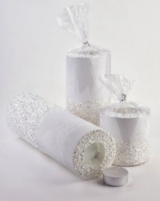 Veľký moderný svietnik Diamant 36 cm biely