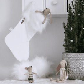 Vianočná pančucha biela s bielou kožušinou 42x26cm