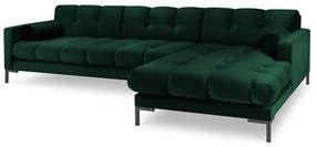 Tmavozelená zamatová rohová pohovka Cosmopolitan Design Bali, pravý roh