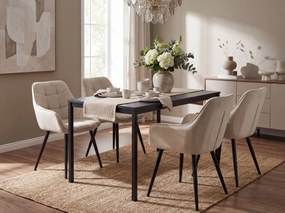 Jedálenské kreslo VARSI VELVET s čiernymi nohami, béžové