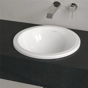 VILLEROY &amp; BOCH Loop &amp; Friends okrúhle zápustné umývadlo bez otvoru, s prepadom, priemer 450 mm, biela alpská, s povrchom CeramicPlus, 614045R1