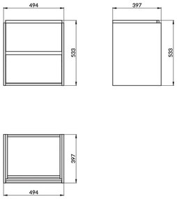 Cersanit Crea, závesná skrinka s umývadlom 50cm, set B113, dub, S801-287