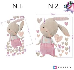 Nálepka na stenu - Ružový zajko so srdiečkom