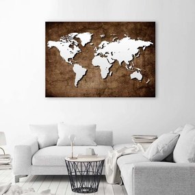 Obraz na plátně Mapa starého světa Retro kancelář - 90x60 cm