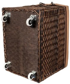 ČistéDrevo Tmavý prútený kôš na drevo hranatý - na kolieskach