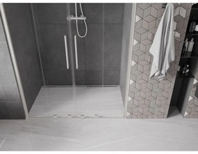 Mexen Velar Duo, posuvné sprchové dvere do otvoru 150 cm, 8mm číre sklo, brúsená oceľ, 871-150-000-02-97