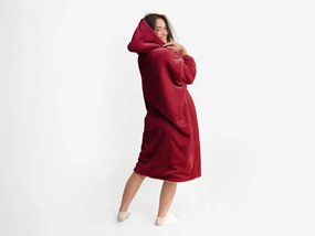 XPOSE® Mikroplyšová mikinová deka s barančekom - vínová