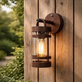 Vonkajšia nástenná lampa hrdzavohnedá IP44 so senzorom súmraku - Ruben