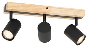 Inteligentný stropný reflektor čierny s drevom 3-svetelný otočný a sklopný vrátane Wifi GU10 50mm - Jeana