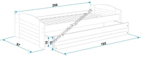 Posteľ LILI 200x90 biela - ružová