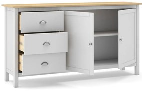 Biela/prírodná nízka komoda z borovicového dreva 150x80,5 cm Misti – Marckeric