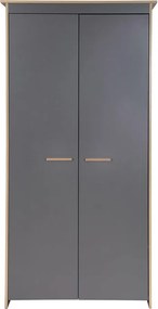 Detská šatníková skriňa v antracitovej a prírodnej farbe v dekore duba 50x190x96 cm Anna – Roba