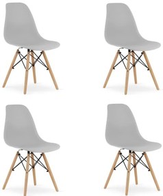 Set 4 stoličiek OSAKA sivé / čierne nohy