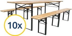 10 x Pivný set 220 x 70 x 25 cm 3 nohy na lavici