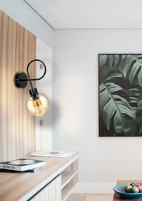 BERGE Sklenená LED nástenná lampa LOFT 1xE27 - jantárová farba