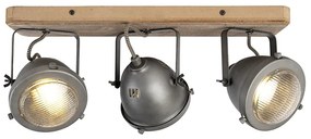 Priemyselné bodové svetlo oceľ s drevom nakloniteľné 3-svetlo - Emado