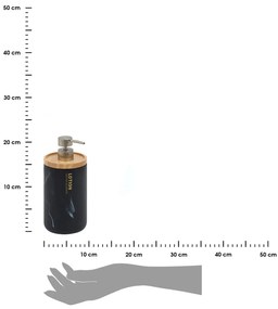 Dávkovač mydla Lotion, čierna/s drevenými prvkami, 842 ml