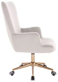 LuxuryForm DESIGN Kreslo AMADEO VELUR na zlatej podstave s kolieskami - svetlo šedé