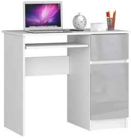 Počítačový stôl PIKSEL pravá biela/metalic lesk
