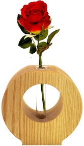 AMADEA Drevená váza guľatá s otvorom, masívne drevo, výška 11 cm