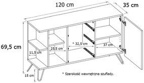 Komoda PIETA Zlatý remeselný dub - čierne rukoväte, orientácia ľavá