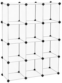 Zásuvný policový systém, 12 priehradiek, 123x93x31cm, biely