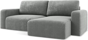 Sivá ženilková rozkladacia/s úložným priestorom rohová pohovka (pravý roh/s leňoškou) Kona – Makamii