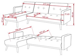 Rozkladacie rohové sofa Catini Anabel - Sivá