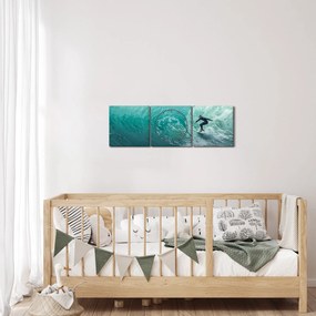 Obraz surfovanie (s hodinami) (90x30 cm)