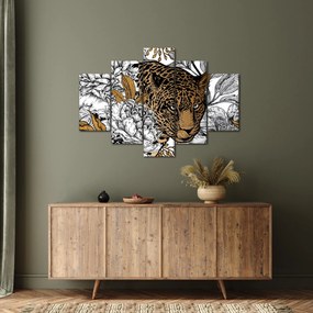 Obraz - Leopard medzi kvetmi (150x105 cm)