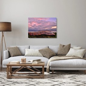 Sklenený obraz - Súmrak nad mestom (70x50 cm)