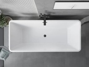 Mexen Tava, voľne stojaca ryhovaná vaňa 170 x 75 cm, biela lesklá, čierny matný prepad, 52851707500-70