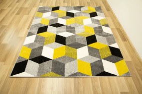 Koberec Sumatra E219 Romby Cubes žltý / sivý / krémový