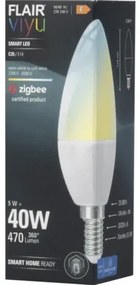 LED žiarovka Flair ViYu C35 E14 / 4,8 W ( 40 W ) 470 lm 2200-5000 K matná - kompatibilná so SMART HOME by hornbach