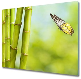 Sklenená doska na krájanie Bambus a motýľ 60x52 cm