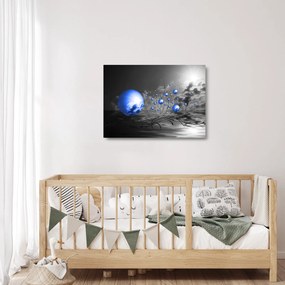 Sklenený obraz tmavo modrých gulí (70x50 cm)