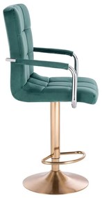LuxuryForm DESIGN Barová stolička VERONA VELUR na zlatom tanieri - zelená