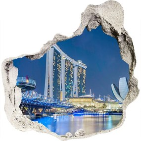 Díra 3D ve zdi nálepka Singapur v noci nd-p-63023260