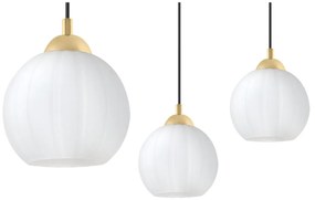 Závesné svietidlo Costa, 3x biele sklenené tienidlo, b/g