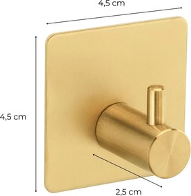 Erga Pad, samolepiace háčiky na uteráky bez vŕtania, 4ks, 4,5×4,5 cm, zlatá matná, ERG-YKA-CH.PAD4-GLD