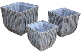 Kvetináč prútený štvorcový 24x27h sivý