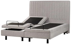 Polohovateľná čalúnená posteľ 160 x 200 cm sivá DUKE II Beliani