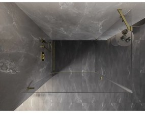 Mexen Lunar-B, výklopný sprchový kút ľavý 90 x 70 cm, 8mm číre sklo, zlatý kartáčovaný - 832-090-070-55-00-L