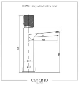 Cerano Erma, umývadlová stojanková batéria h-215, chrómová, CER-CER-423583