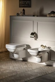 Kerasan Kerasan, WALDORF WC kombi, spodný/zadný odpad, biela-bronz, WCSET18-WALDORF