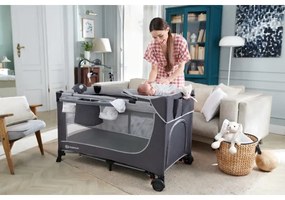 KINDERKRAFT - Cestovná postieľka LEODY šedá